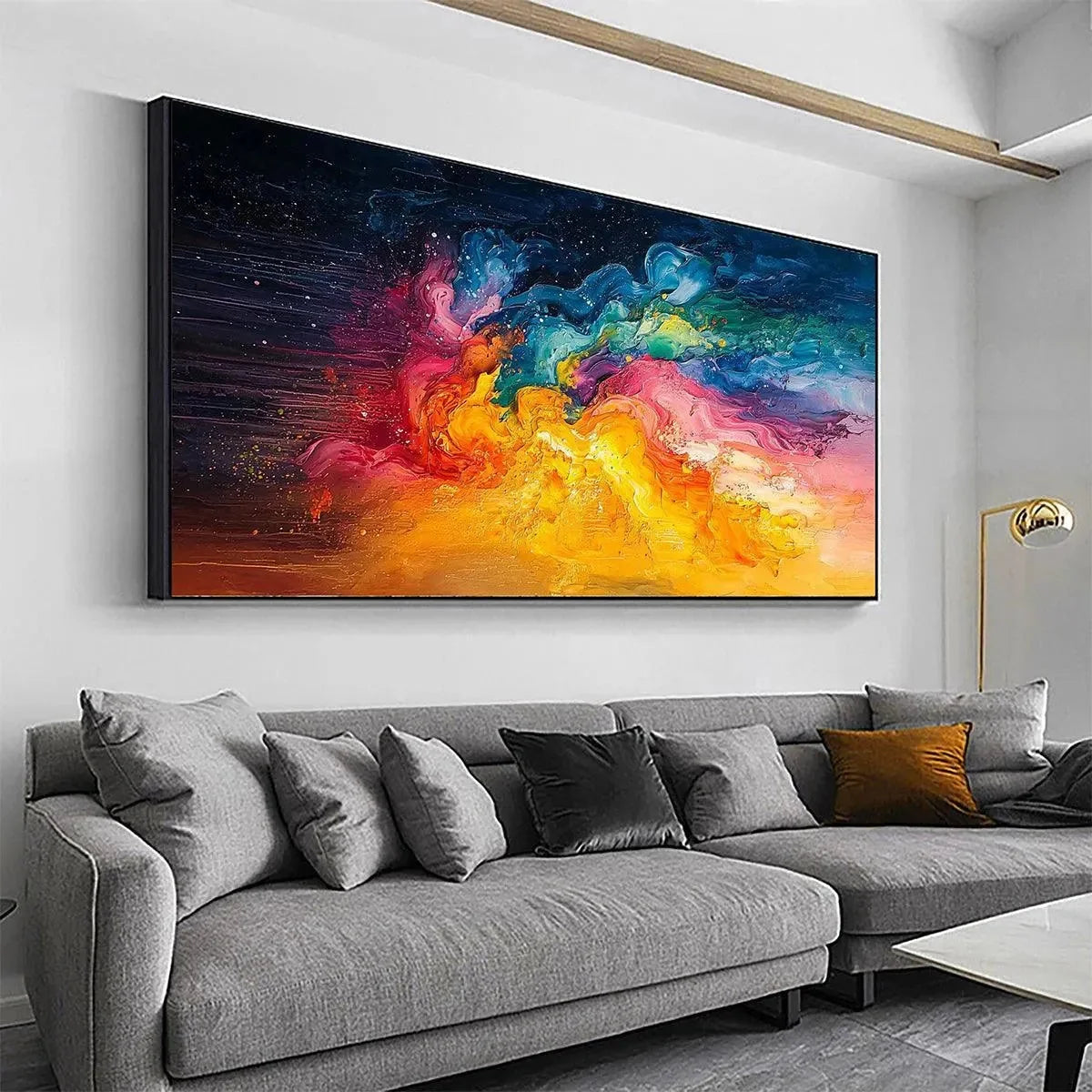 CHROMA NOVA: Panoramic Abstract Rainbow Oil Painting | rolled canvas, ready for custom framing