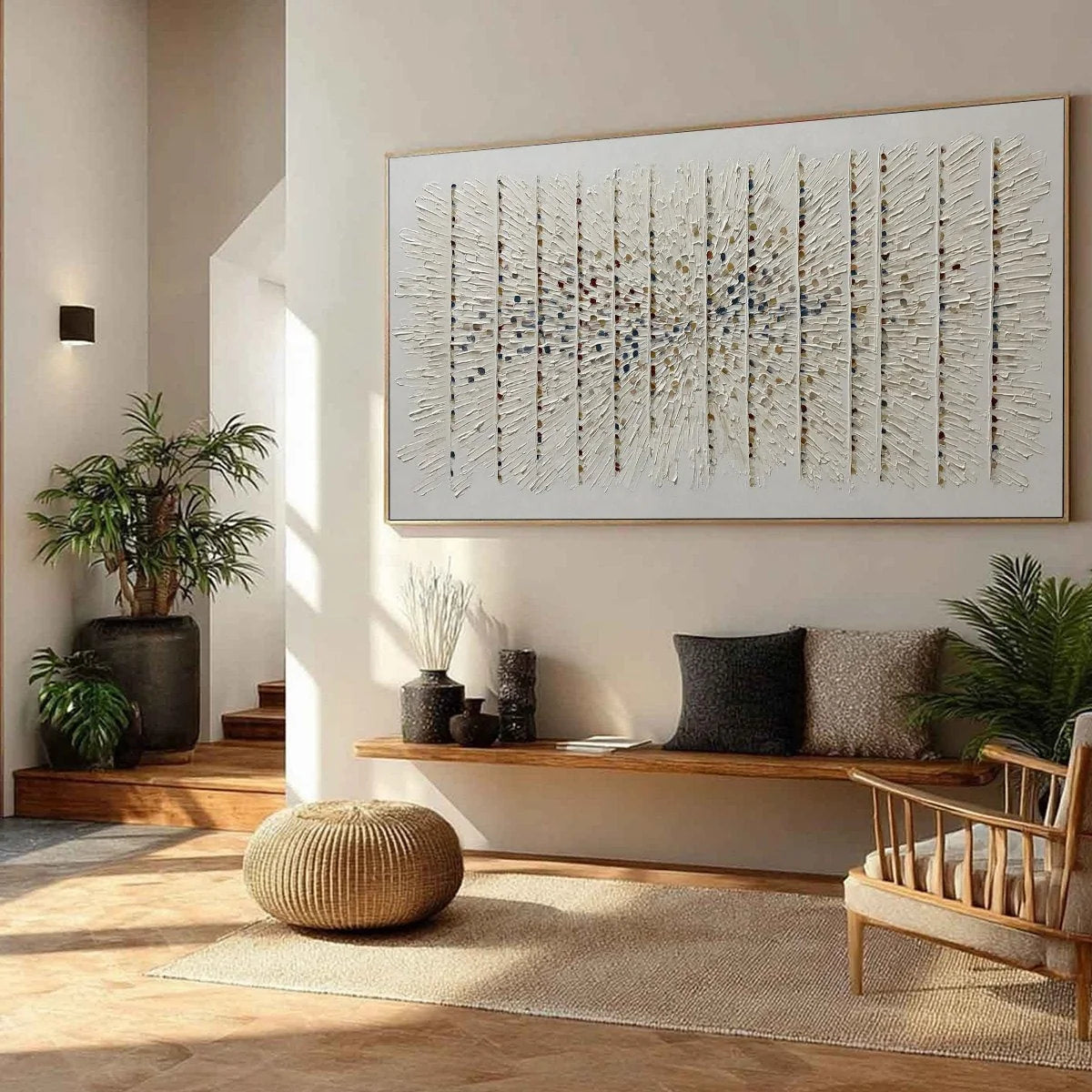 CHROMA PULSE: Textured Wabi Sabi Abstract Painting | beige palette, original Hand-painted on premium stretched canvas using artist-grade oils; rich layered surface combines smooth gradients with ta...