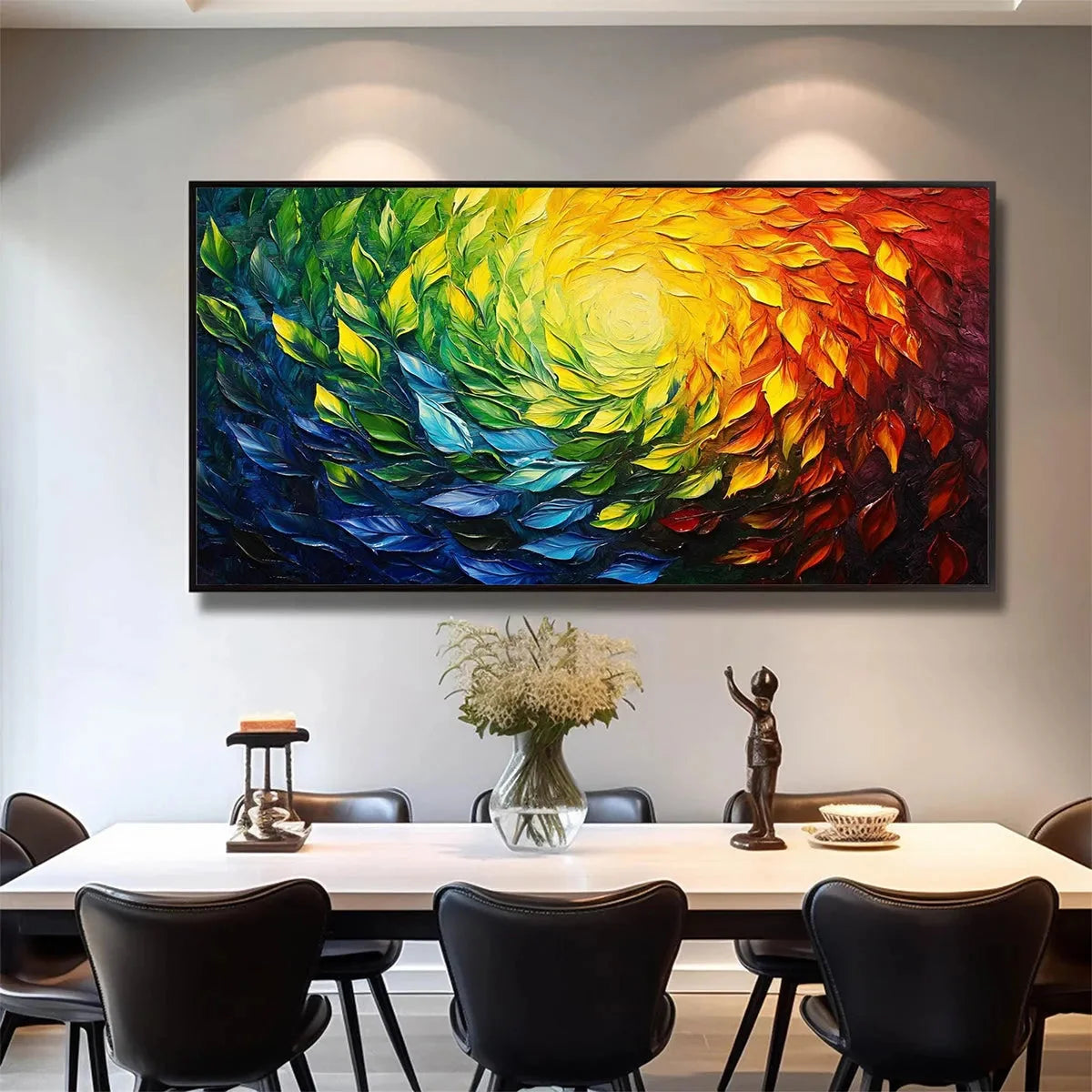 CHROMA SPIN: Impasto Abstract Oil Painting in Vibrant Rainbow Colors | Abstract closeup, raised brushwork detail