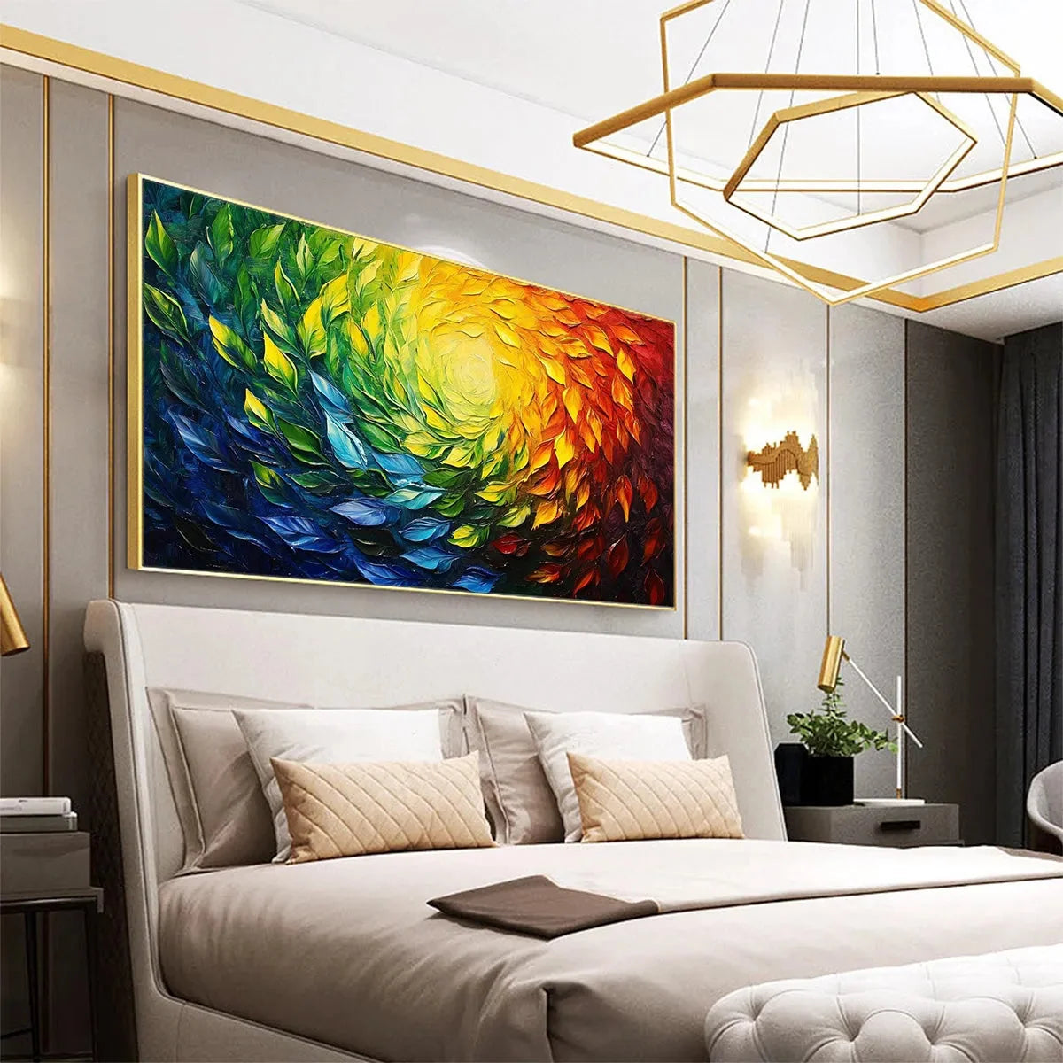 CHROMA SPIN: Impasto Abstract Oil Painting in Vibrant Rainbow Colors | Abstract mood, soft natural light studio shot