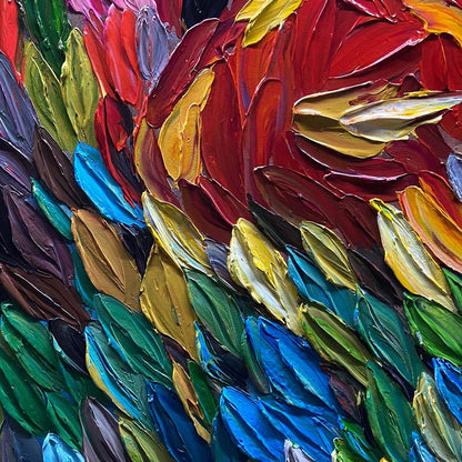 CHROMA WHISPERS: Colorful Abstract Impasto Oil Painting | rectangular format, hand-painted canvas edge