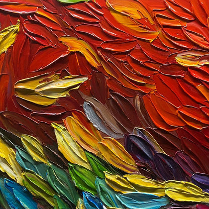 CHROMA WHISPERS: Colorful Abstract Impasto Oil Painting | rolled canvas, ready for custom framing
