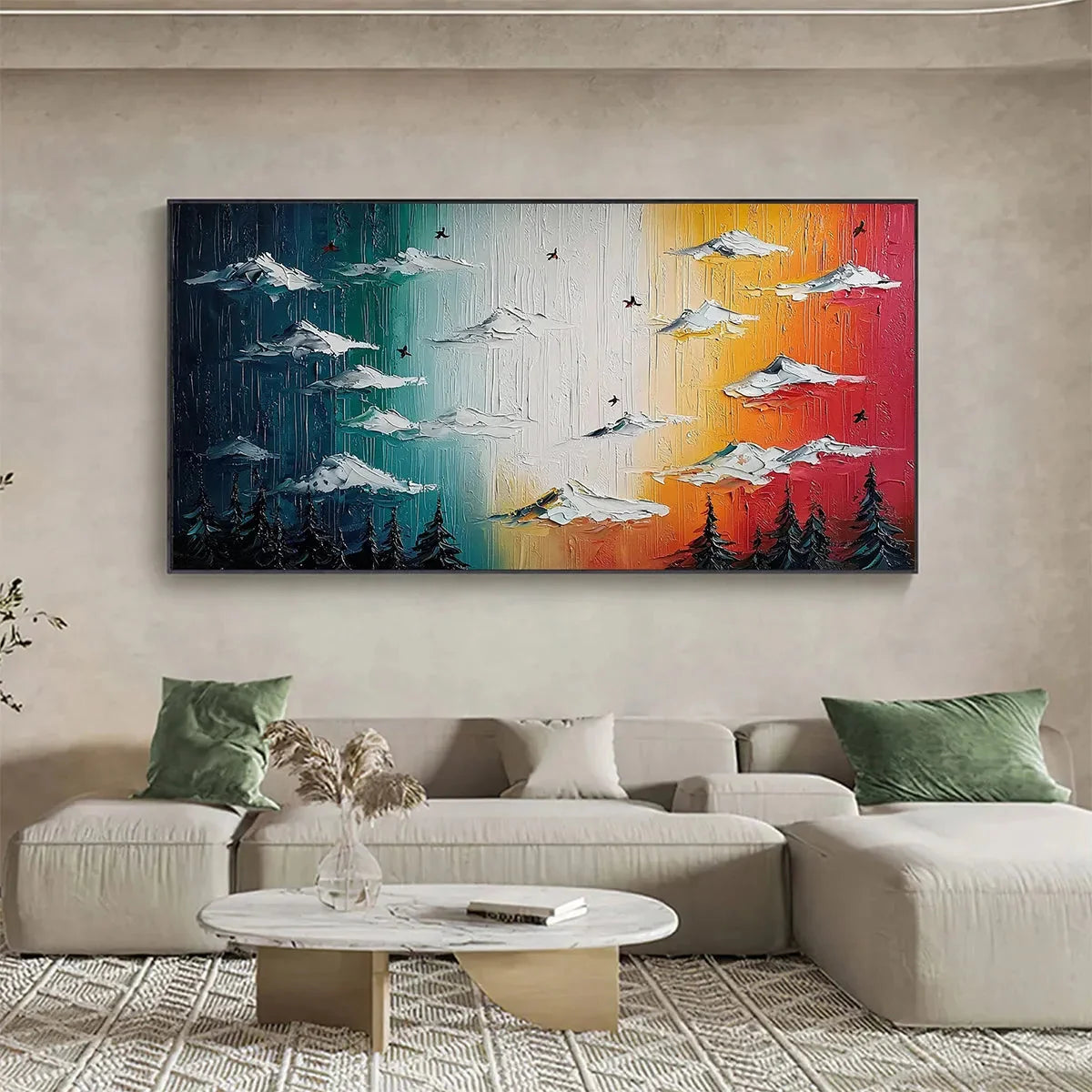 CHROMATIC ASCENSION: Colorful Mountain Landscape Impasto | rolled canvas, ready for custom framing