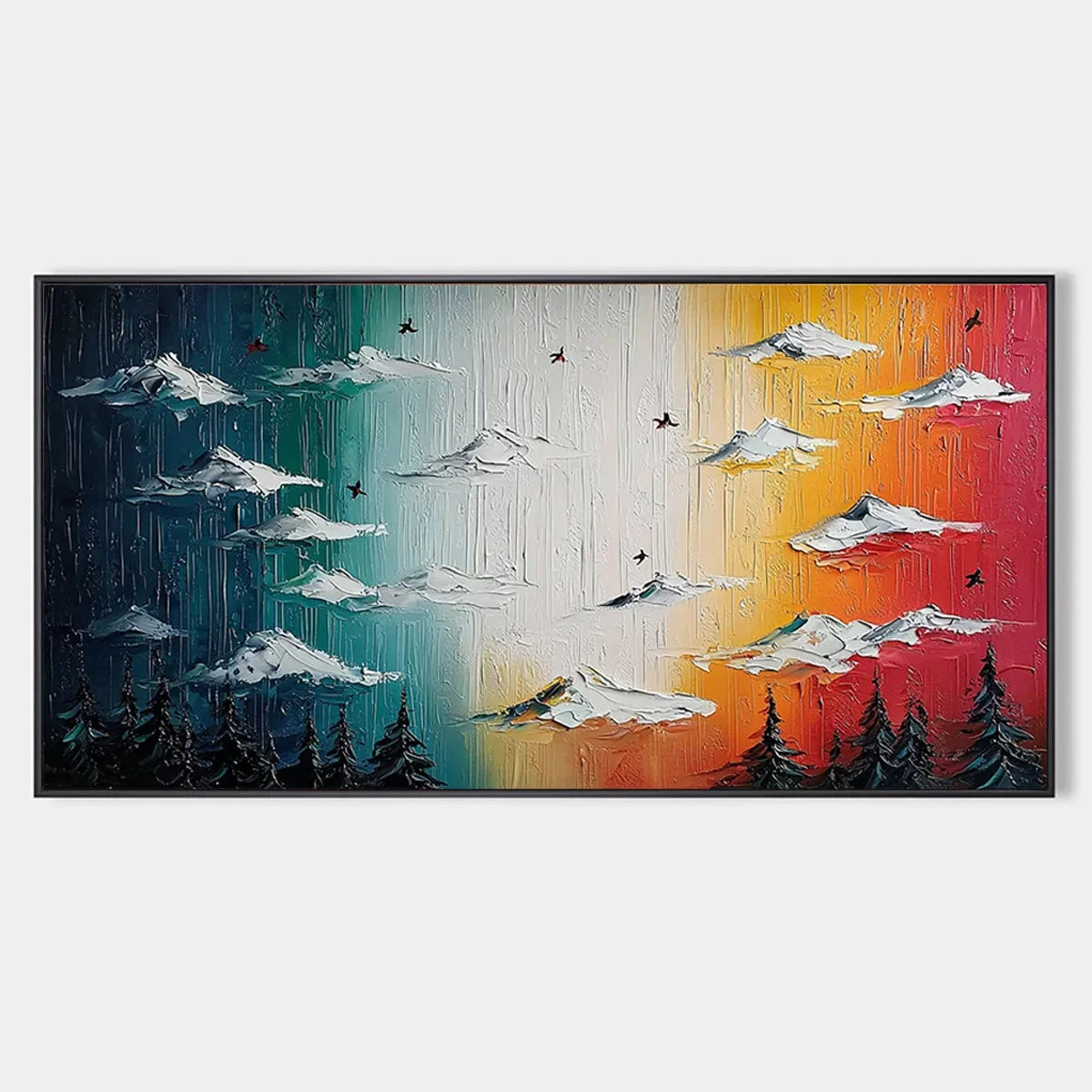 CHROMATIC ASCENSION: Colorful Mountain Landscape Impasto | hanging in living room, impasto wall art