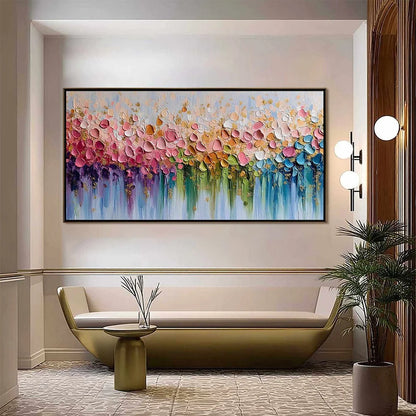 CHROMATIC BLOOM: Colorful Abstract Floral Impasto | impasto closeup, raised brushwork detail