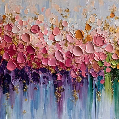 CHROMATIC BLOOM: Colorful Abstract Floral Impasto | rolled canvas, ready for custom framing