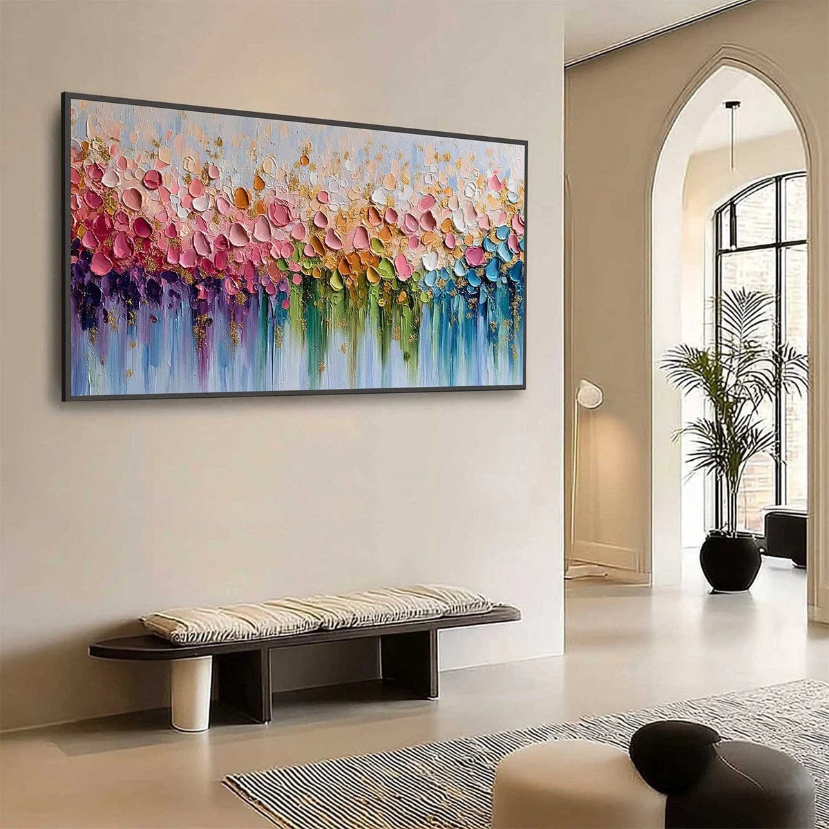 CHROMATIC BLOOM: Colorful Abstract Floral Impasto | impasto mood, soft natural light studio shot