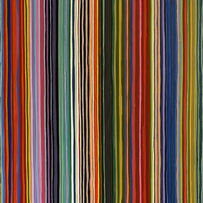 CHROMATIC CASCADE: Colorful Vertical Abstract Painting with Flowing Lines | rectangular format, hand-painted canvas edge