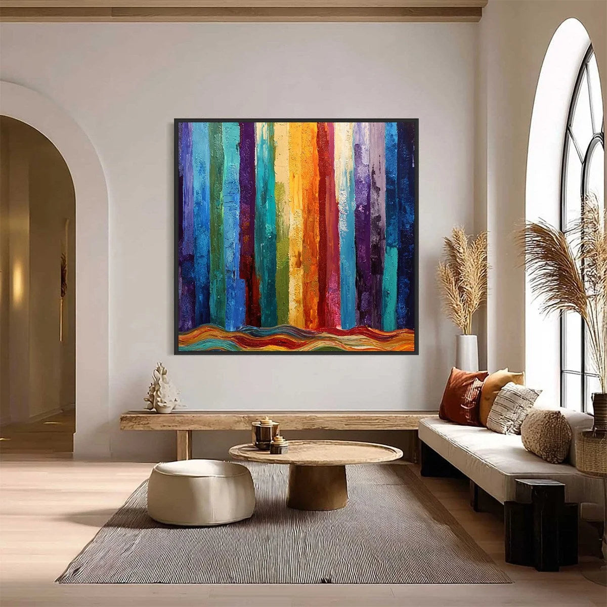 CHROMATIC CASCADE: Large Colorful Abstract Impasto Oil Painting | Abstract closeup, raised brushwork detail