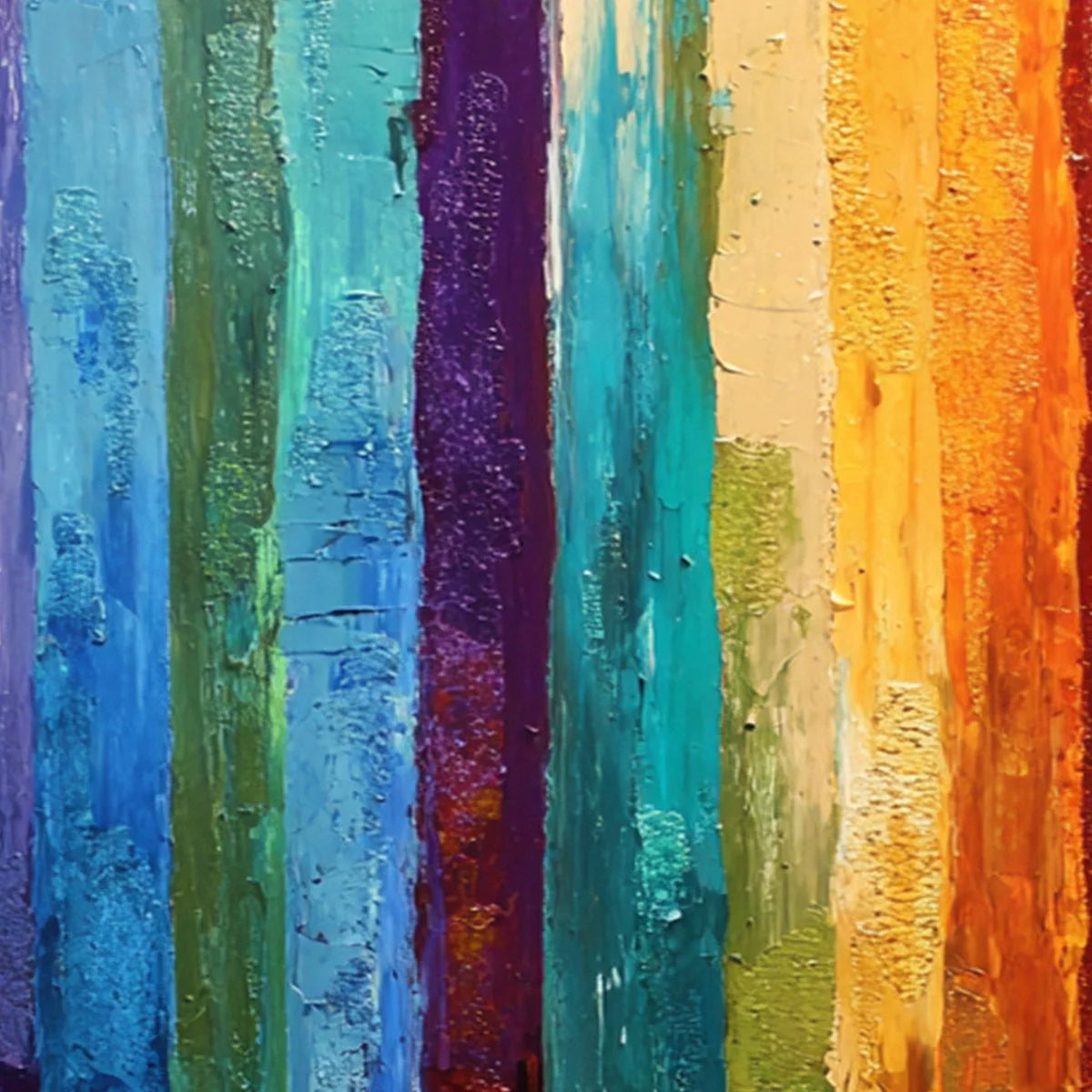 CHROMATIC CASCADE: Large Colorful Abstract Impasto Oil Painting | rolled canvas, ready for custom framing
