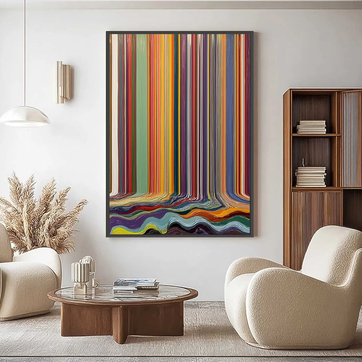 CHROMATIC CASCADE: Vibrant Textured Vertical Abstract Color Painting | Abstract closeup, raised brushwork detail