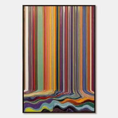 CHROMATIC CASCADE: Vibrant Textured Vertical Abstract Color Painting | hanging in CHROMATIC CASCADE: Vibrant Textured Vertical Abstract Color Painting featuring layered textured brushwork in refine...
