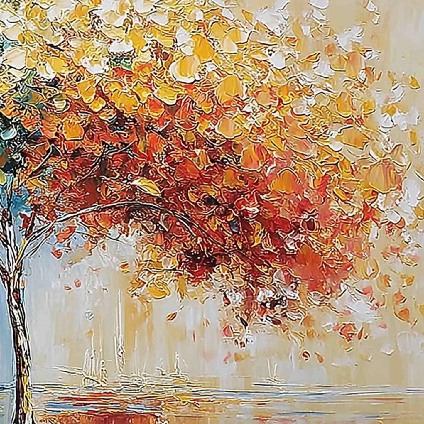 CHROMATIC EMBRACE: Heavily Textured Palette Knife Tree Landscape Painting | rolled canvas, ready for custom framing