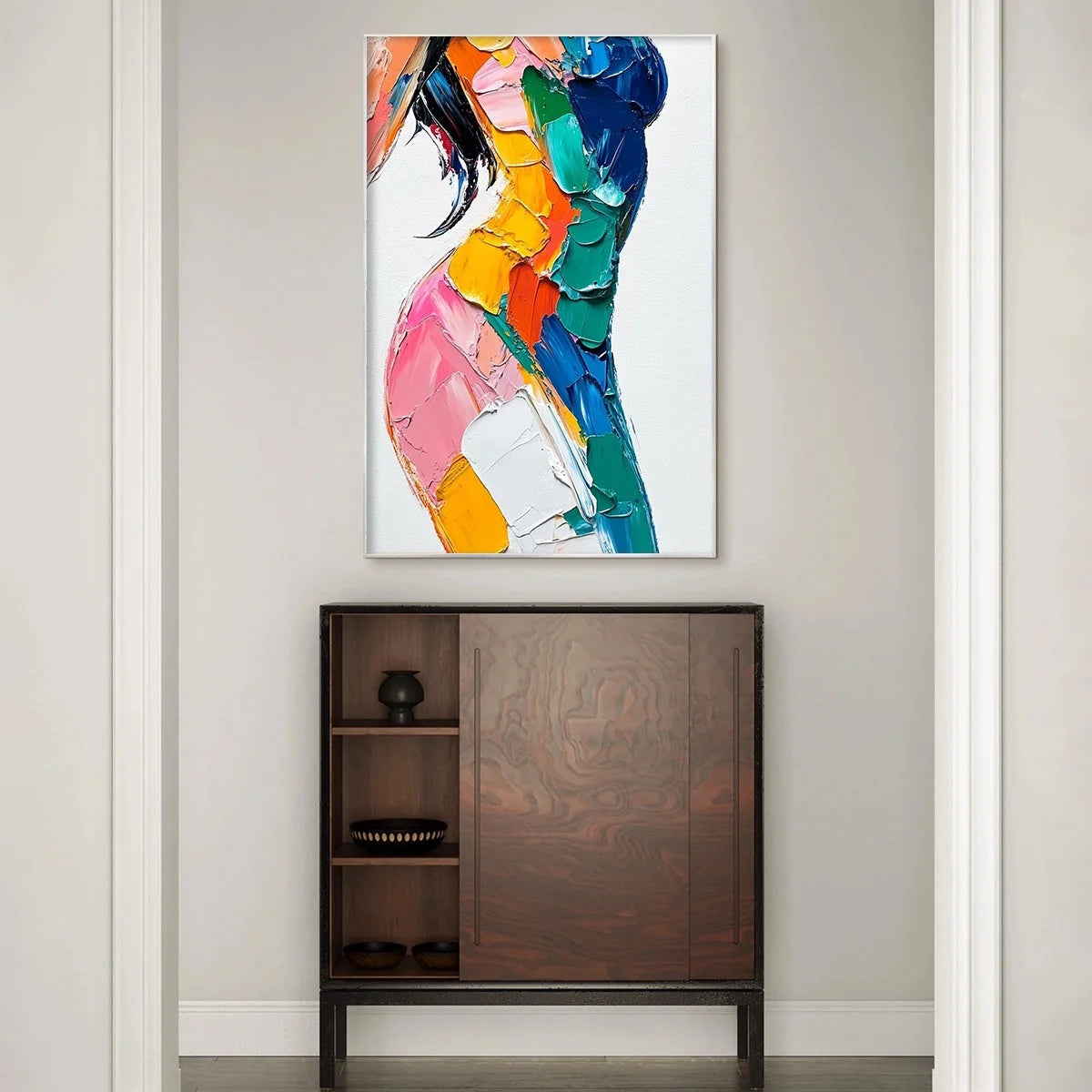 CHROMATIC FIGURE: Textured Impasto Abstract Figure | textured impasto mood, soft natural light studio shot