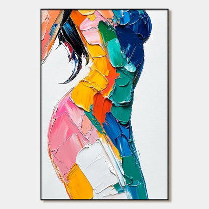 CHROMATIC FIGURE: Textured Impasto Abstract Figure | hanging in living room, textured impasto wall art