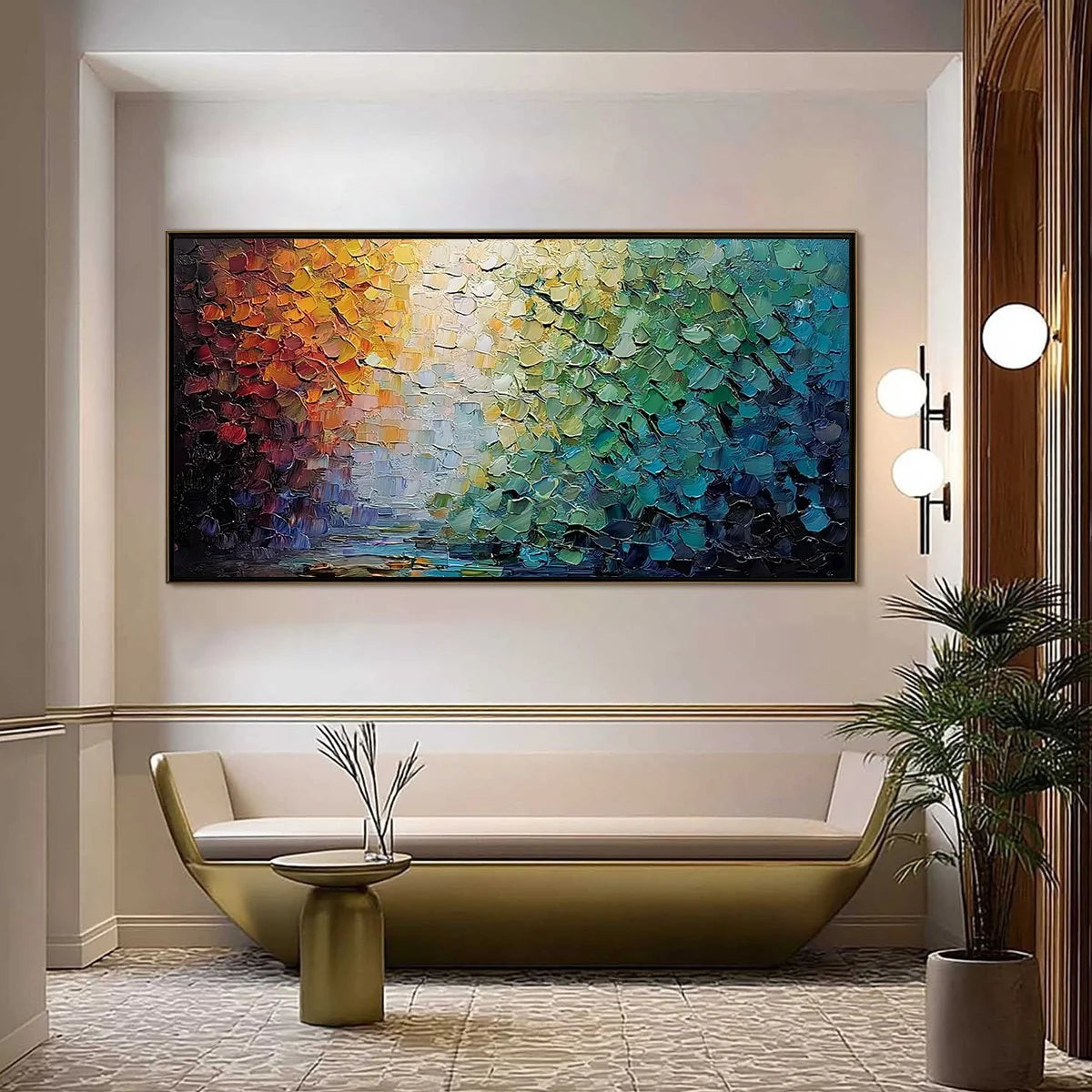 CHROMATIC HORIZON: Large Textured Abstract Impasto Oil Painting | Abstract closeup, raised brushwork detail