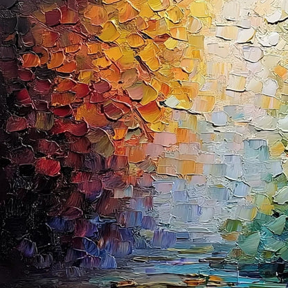 CHROMATIC HORIZON: Large Textured Abstract Impasto Oil Painting | rectangular format, hand-painted canvas edge