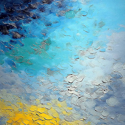 CHROMATIC HORIZON: Vertical Textured Abstract Landscape Oil Painting | rectangular format, hand-painted canvas edge