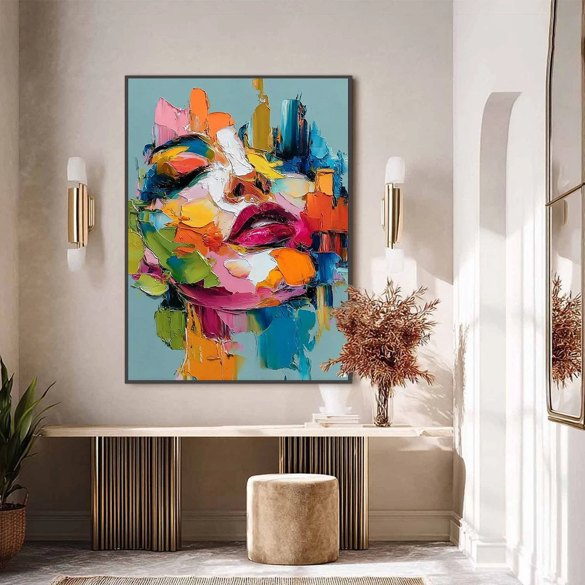 CHROMATIC MUSE: Colorful Abstract Impasto Portrait Palette Knife Painting | Figurative closeup, raised brushwork detail
