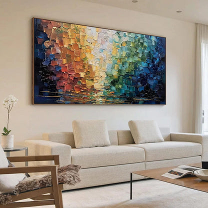 CHROMATIC REFLECTIONS: Heavy Texture Abstract Palette Knife Oil Painting | Abstract mood, soft natural light studio shot