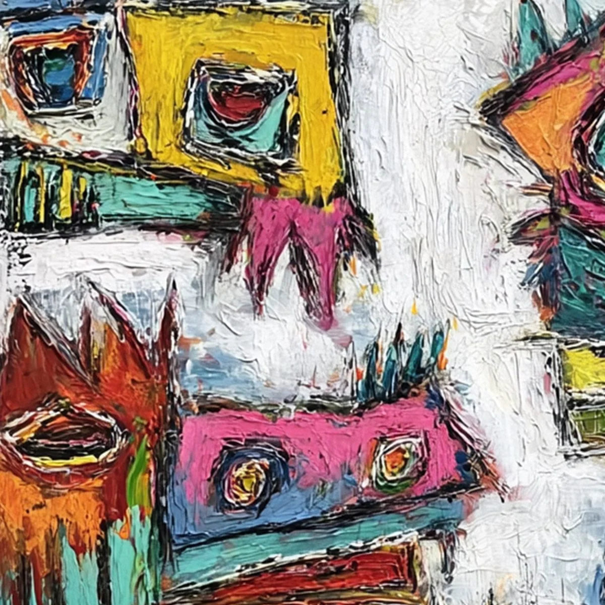 CHROMATIC RIOT: Large Colorful Textured Abstract Cityscape Painting | rolled canvas, ready for custom framing
