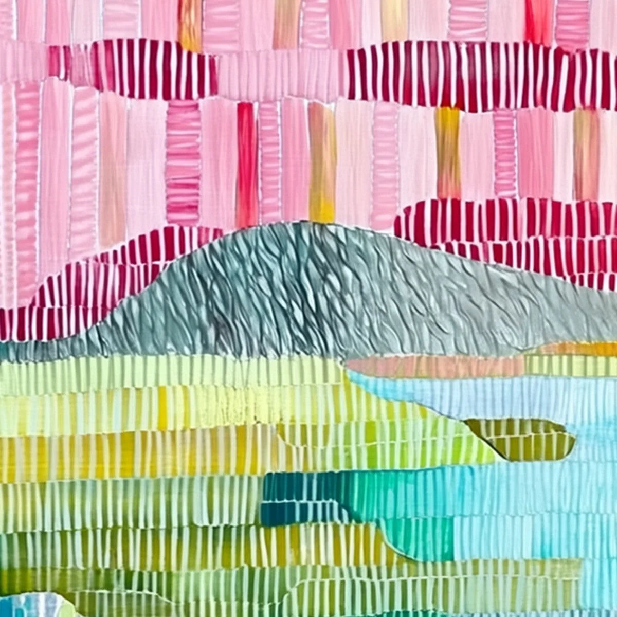 CHROMATIC WEAVE: Colorful Abstract Textured Landscape Painting | rolled canvas, ready for custom framing