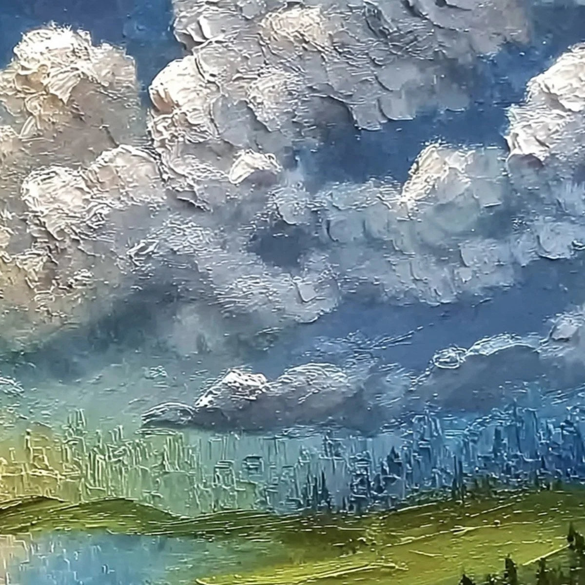 CHROMATIC HORIZON: Large Textured Abstract Cityscape | rolled canvas, ready for custom framing