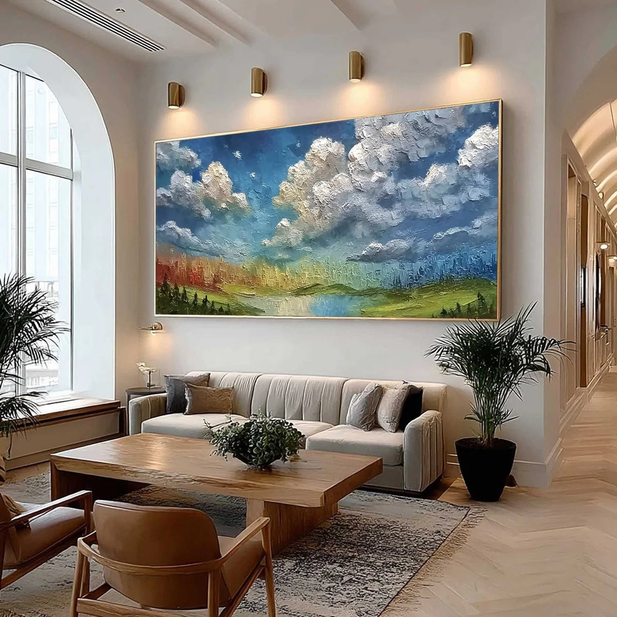 CHROMATIC HORIZON: Large Textured Abstract Cityscape | textured mood, soft natural light studio shot