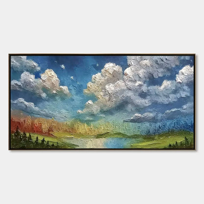 CHROMATIC HORIZON: Large Textured Abstract Cityscape | hanging in living room, textured wall art