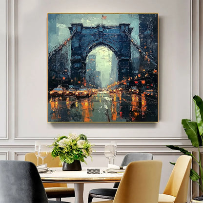 CITY LIGHTS: Impressionistic Cityscape Oil Painting | rolled canvas, ready for custom framing