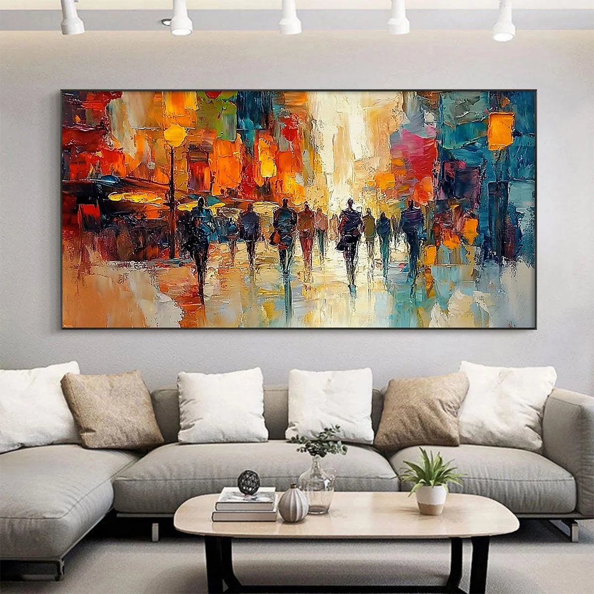 CITY LIGHTS: Textured Impasto Cityscape Oil Painting | textured impasto closeup, raised brushwork detail