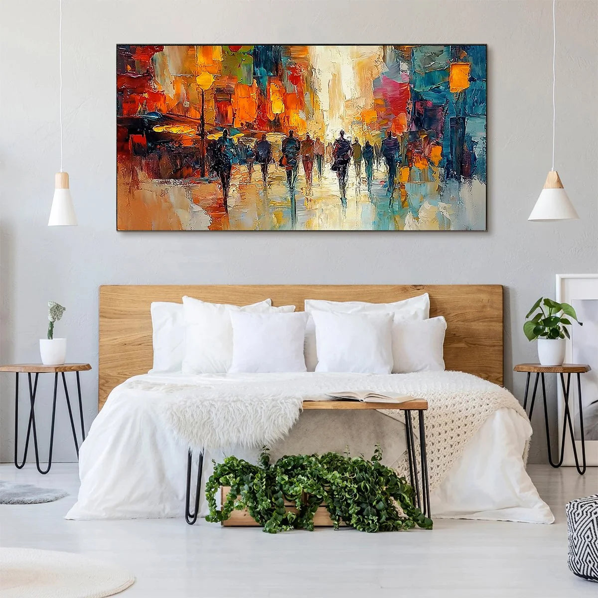 CITY LIGHTS: Textured Impasto Cityscape Oil Painting | rolled canvas, ready for custom framing