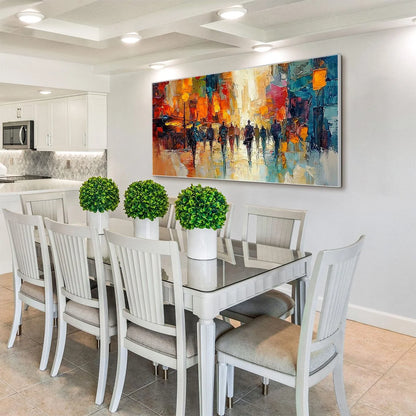 CITY LIGHTS: Textured Impasto Cityscape Oil Painting | textured impasto mood, soft natural light studio shot