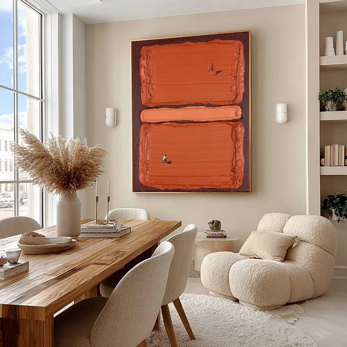 CLAY COURT: Textured Minimalist Tennis Match Oil Painting | minimalist mood, soft natural light studio shot