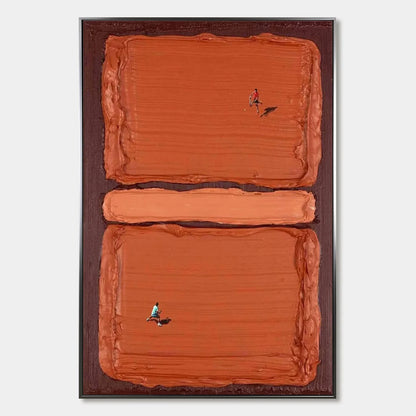 CLAY COURT: Textured Minimalist Tennis Match Oil Painting | hanging in living room, minimalist wall art