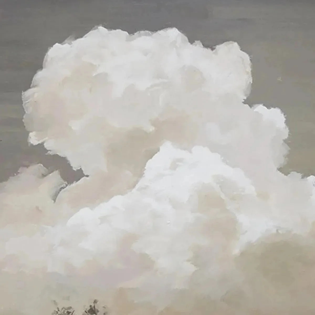 CLOUDY LANDSCAPE: Muted Landscape Painting, Vertical Wall Art | rectangular format, hand-painted canvas edge