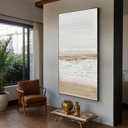 COASTAL CALM: Textured Minimalist Wabi Sabi Landscape | black frame version on white wall