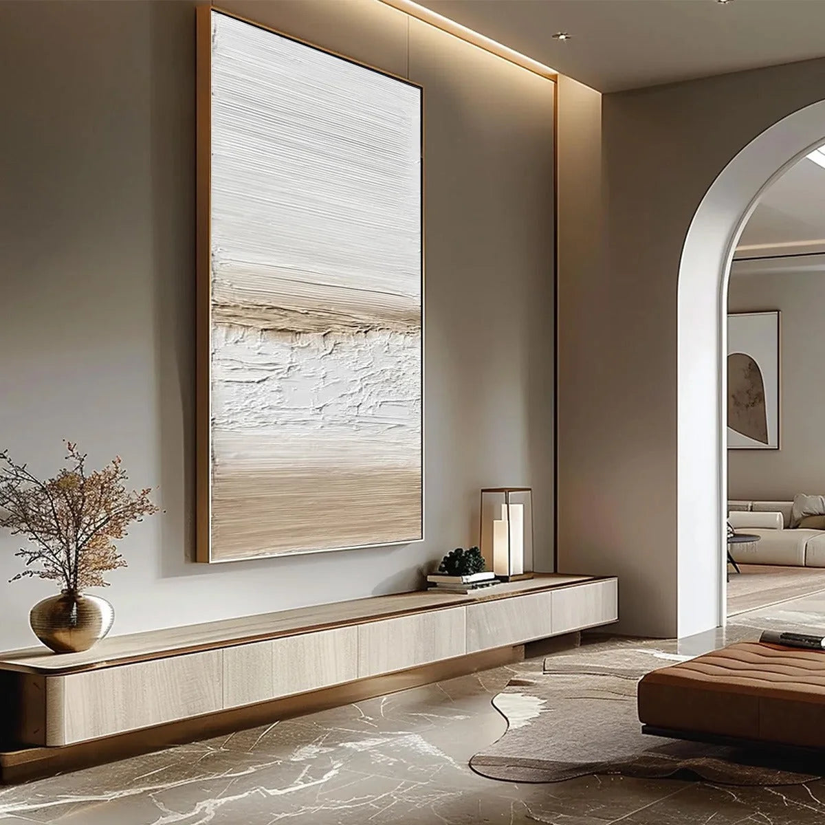 COASTAL CALM: Textured Minimalist Wabi Sabi Landscape | Landscape mood, soft natural light studio shot