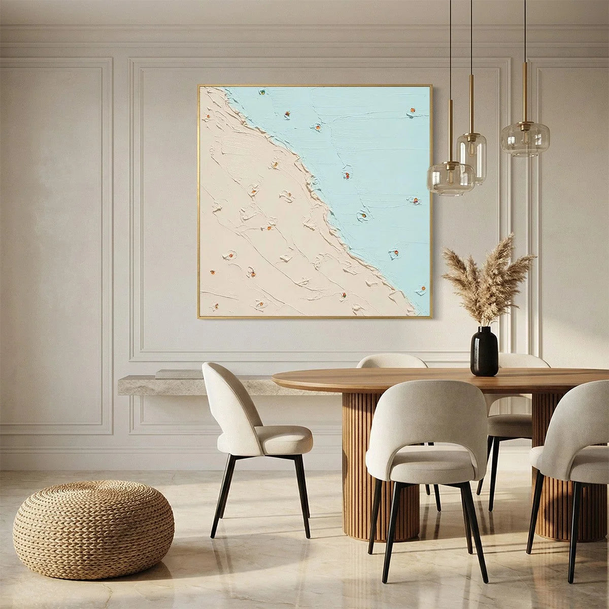 COASTAL DAYDREAM: Textured Minimalist Abstract Beach Painting | Minimalist closeup, raised brushwork detail