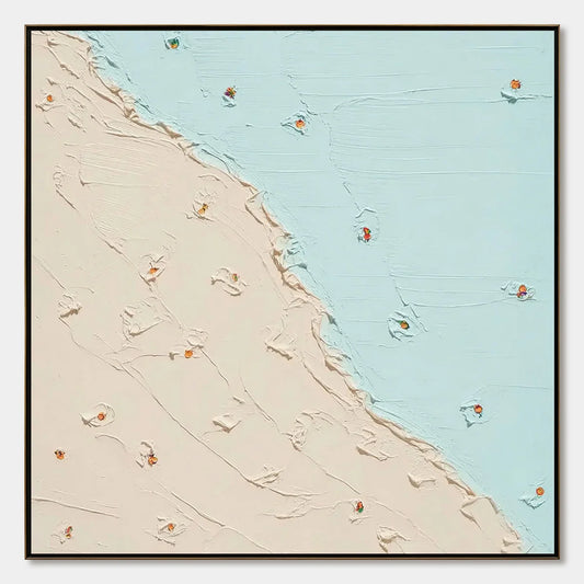 COASTAL DAYDREAM: Textured Minimalist Abstract Beach Painting | hanging in COASTAL DAYDREAM: Textured Minimalist Abstract Beach Painting featuring layered textured brushwork in refined tones; minim...