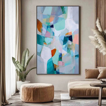 COASTAL DRIFT: Colorful Abstract Vertical Composition Art | Abstract closeup, raised brushwork detail