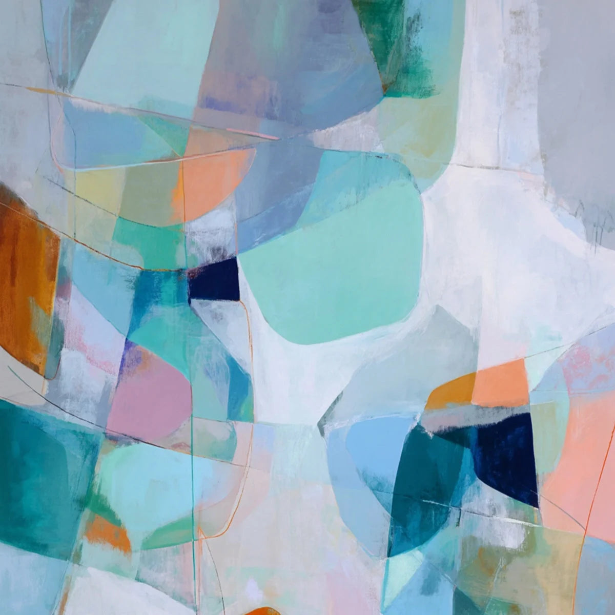 COASTAL DRIFT: Colorful Abstract Vertical Composition Art | rolled canvas, ready for custom framing