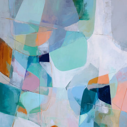 COASTAL DRIFT: Colorful Abstract Vertical Composition Art | rolled canvas, ready for custom framing