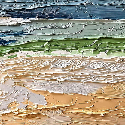 COASTAL DRIFT: Textured Abstract Seascape Impasto Oil Painting | rolled canvas, ready for custom framing