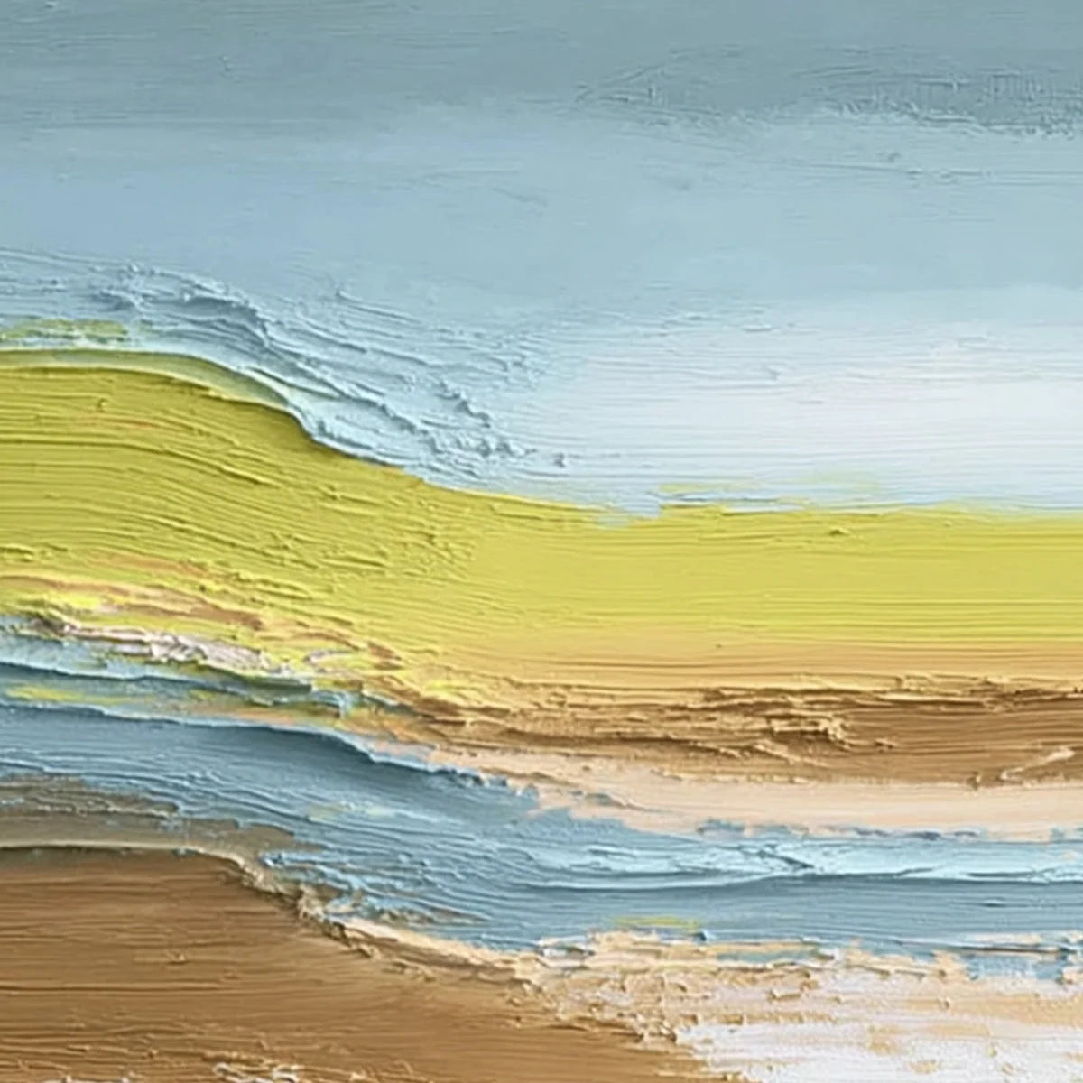 COASTAL DRIFT: Vertical Textured Abstract Coastal Landscape Painting | rectangular format, hand-painted canvas edge
