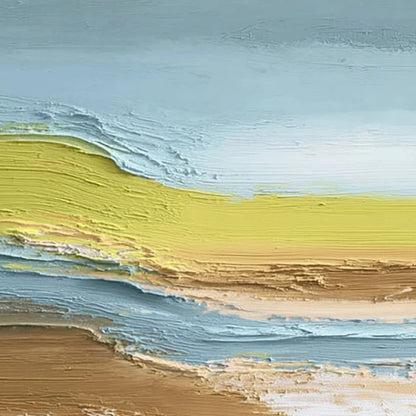 COASTAL DRIFT: Vertical Textured Abstract Coastal Landscape Painting | rectangular format, hand-painted canvas edge