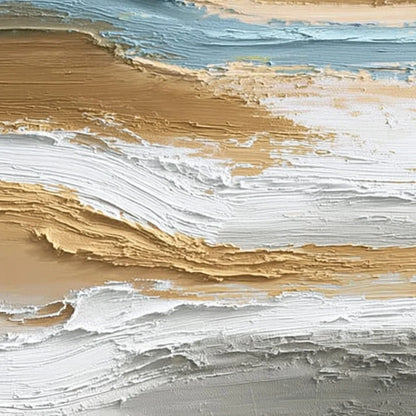 COASTAL DRIFT: Vertical Textured Abstract Coastal Landscape Painting | rolled canvas, ready for custom framing