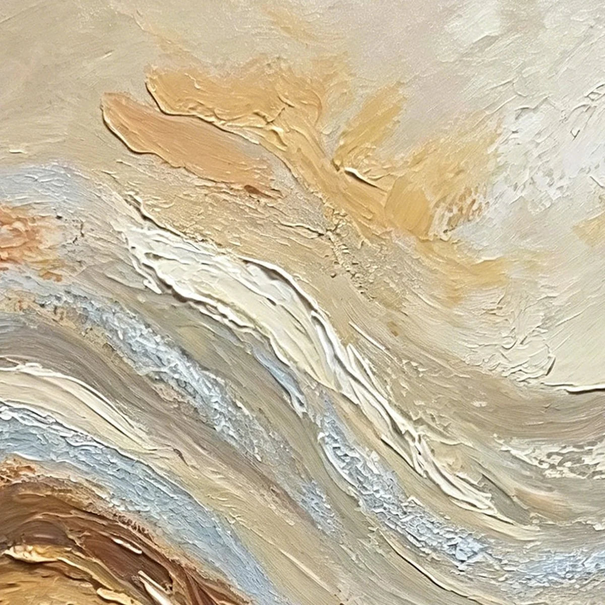 COASTAL DRIFT: Wabi Sabi Inspired Textured Abstract Oil Painting | rectangular format, hand-painted canvas edge