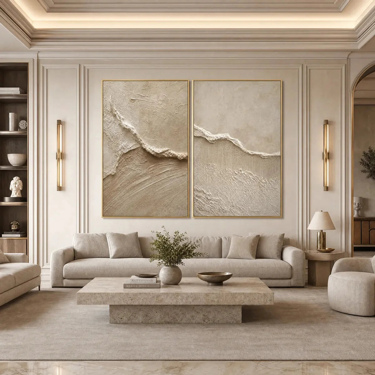 COASTAL DRIFT: Wabi Sabi Inspired Textured Abstract Painting Set | Abstract mood, soft natural light studio shot