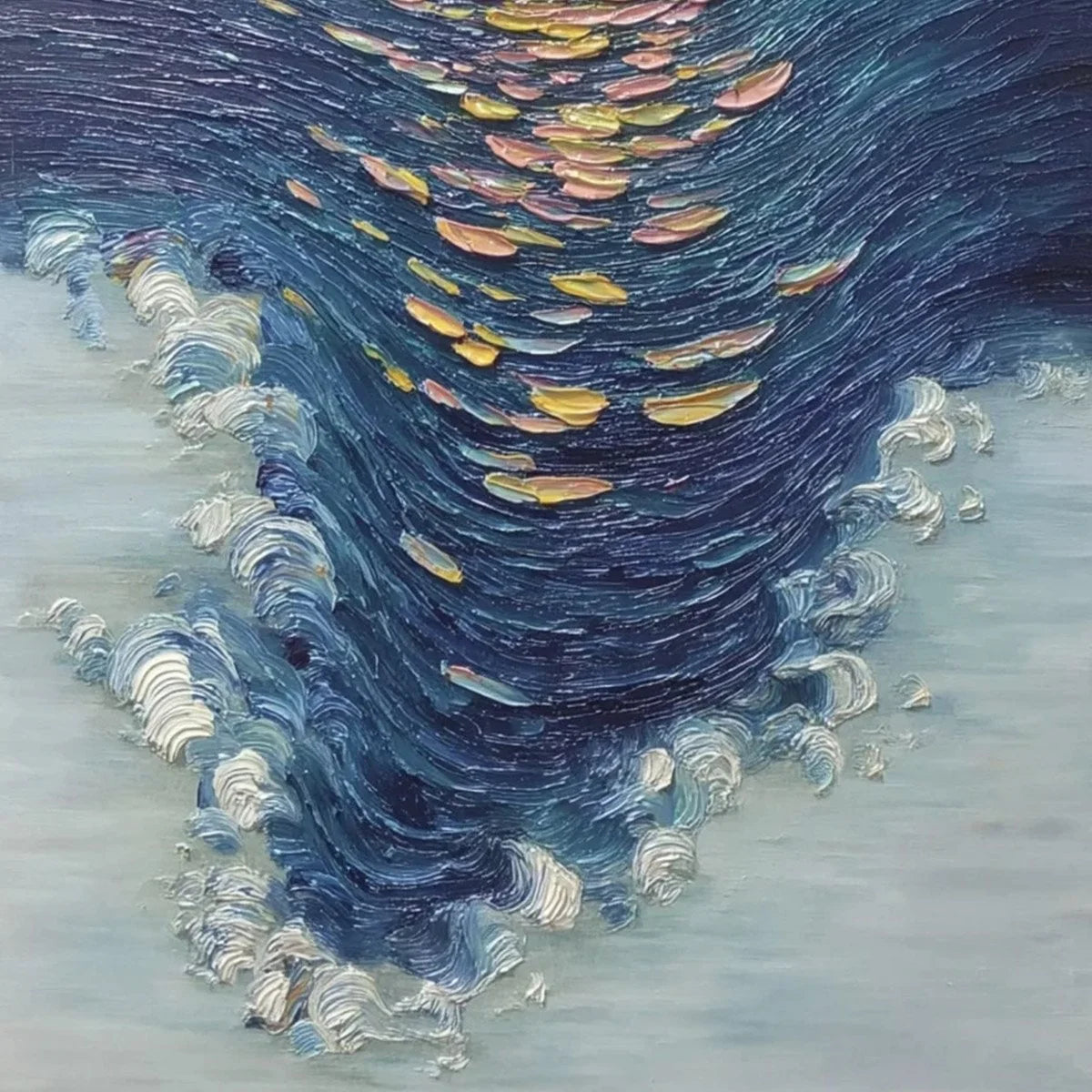 COASTAL GLOW: Textured Impasto Ocean Sunset Abstract Oil Painting | rolled canvas, ready for custom framing